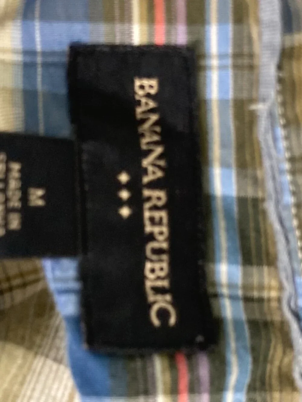 Banana Republic men's dress shirt short sleeve plaid size medium